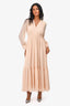 Sandro Light Pink Shimmer V-Neck Maxi Dress Est. Size 38