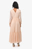 Sandro Light Pink Shimmer V-Neck Maxi Dress Est. Size 38