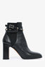 Valentino Black Leather Rockstud Accent Heeled Ankle Boots Size 39