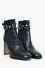 Valentino Black Leather Rockstud Accent Heeled Ankle Boots Size 39