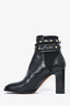 Valentino Black Leather Rockstud Accent Heeled Ankle Boots Size 39