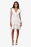 Philosophy di Lorenzo White Ruffled 'Serafini' V-Neck Mini Dress Est. XS