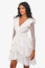 Philosophy di Lorenzo White Ruffled 'Serafini' V-Neck Mini Dress Est. XS