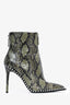 Alexander Wang Green Snake Printed Zip Heeled Ankle Boots Size 39