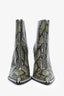 Alexander Wang Green Snake Printed Zip Heeled Ankle Boots Size 39