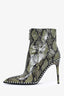 Alexander Wang Green Snake Printed Zip Heeled Ankle Boots Size 39