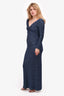 St. John Blue Metallic Sequin Knit Gown Size 6