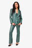 Weekend Max Mara Green/Silver Printed Blazer + Trousers Suit Size 10