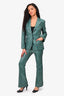 Weekend Max Mara Green/Silver Printed Blazer + Trousers Suit Size 10