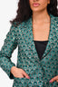 Weekend Max Mara Green/Silver Printed Blazer + Trousers Suit Size 10