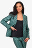 Weekend Max Mara Green/Silver Printed Blazer + Trousers Suit Size 10