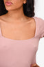 Reformation Pink Ribbed Knit Square Neck Top Size XL