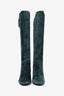 Roger Vivier Green Suede Knee High Buckle Boots Size 35