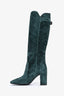 Roger Vivier Green Suede Knee High Buckle Boots Size 35