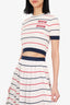 Miu Miu White/Red Striped Short-Sleeve Top with Midi Skirt Set Size 36