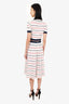 Miu Miu White/Red Striped Short-Sleeve Top with Midi Skirt Set Size 36