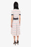 Miu Miu White/Red Striped Short-Sleeve Top with Midi Skirt Set Size 36