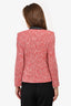 Maje Red/White Tweed Cardigan With Black Trim Size 36