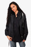 Khrisjoy Black Oversized Windbreaker Jacket with Logo Drawstrings