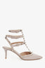 Valentino Beige Patent Leather Cage Rockstud Heels Size 37