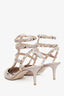 Valentino Beige Patent Leather Cage Rockstud Heels Size 37