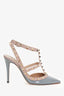 Valentino Blue/Cream Patent Leather Cage Rockstud Heels Size 37