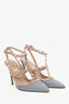 Valentino Blue/Cream Patent Leather Cage Rockstud Heels Size 37