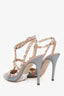 Valentino Blue/Cream Patent Leather Cage Rockstud Heels Size 37