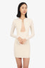 Camila Coelho Beige Amelie Mini Long-Sleeve Dress Size S