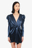 Lovers + Friends Blue V-Neck Bow Detail Long-Sleeve Dress Size S