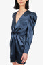 Lovers + Friends Blue V-Neck Bow Detail Long-Sleeve Dress Size S