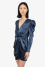 Lovers + Friends Blue V-Neck Bow Detail Long-Sleeve Dress Size S