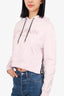 Balmain Pink Crystal Embellished Logo Cropped Hoodie Size S