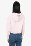 Balmain Pink Crystal Embellished Logo Cropped Hoodie Size S