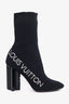 Louis Vuitton Black Knit 'Louis Vuitton' Embroidered Heeled Sock Boot SIze 37.5