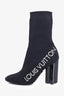 Louis Vuitton Black Knit 'Louis Vuitton' Embroidered Heeled Sock Boot SIze 37.5