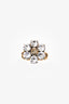 Gucci Antique Gold Toned Crystal Flower Ring Size 7