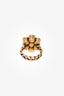 Gucci Antique Gold Toned Crystal Flower Ring Size 7