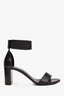 Chloe Black Leather Strap Detail Block Heels Size 38