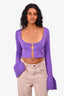 Lovers + Friends Purple Cotton Knit Pearl Cropped Cardigan Size M