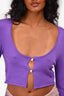 Lovers + Friends Purple Cotton Knit Pearl Cropped Cardigan Size M