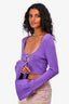 Lovers + Friends Purple Cotton Knit Pearl Cropped Cardigan Size M