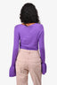 Lovers + Friends Purple Cotton Knit Pearl Cropped Cardigan Size M