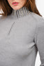 Maje Grey Knit Quarter Zip Studded Sweater Size 3