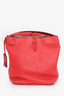 Burberry Red Leather Ashby Bucket Bag with Strap