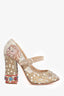 Dolce & Gabbana Gold Metallic Multi Sequins Pumps Size 39