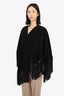 Burberry Black Suede Fringed Poncho