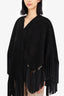 Burberry Black Suede Fringed Poncho