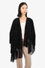 Burberry Black Suede Fringed Poncho