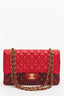 Pre-Loved Chanel™ Red Two-Tone Lambskin Medium Classic Double Flap Bag